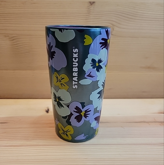 Starbucks Floral Pansies Spring Valentines 2021 Limited Ceramic Travel Mug 12oz - Picture 1 of 5